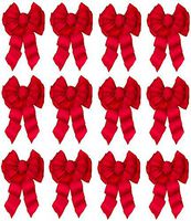 Holiday Trim # 7372 11 Loop, Deluxe, Red Velvet Wired Christmas Bow- Quantity 12