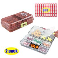 GreatforU 2 Pack Pill Case, Small 7-Day Weekly Travel Pill Organizer, Portable Pocket Pill Box Dispenser for Purse Vitamin Fish Oil 8 Large Compartments Cod Liver Oil Container, Daily Medicine Box