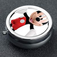 Cartoons Disney Mickey Mouse Paintings Custom Round Silver Pill Box Pocket 2.1 inches Medicine Tablet Holder Organizer Case for Purse