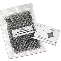 ASHAON 7 x 7 Inch Cast Iron Cleaner Food Grade 316L Stainless Steel Chainmail Scrubber Anti-scalding Pad Long Lasting Household Cleaning Brush for Cast Iron Skillet Pans Dutch Oven Kitchen Cookware