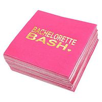Bachelorette Party Cocktail Napkins - 50 Pack Gold Foil Bachelorette Bash Disposable Paper Party Napkins, Perfect for Bridal Shower Decorations and Party Supplies, 5 x 5 Inches Folded, Hot Pink