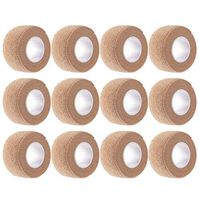 12 Pieces Adhesive Bandage Wrap Stretch Self-Adherent Tape for Sports, Wrist, Ankle, 5 Yards Each(Skin Color, 1 Inch)