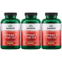 Swanson Omega 3 Fish Oil Supplement Heart Brain and Joint Support GMO-Free EFAs 180 mg EPA Plus 120 mg DHA 150 Softgel Capsules Lemon Flavor (3 Pack)