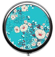 TaiGe Gorgeous Floral Pattern Pill Box/Pill case-Round Pill Box/case- Three-Compartment Pill Box/Pill case