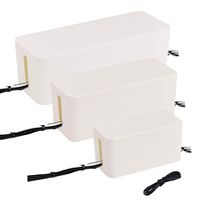 MEETWARM Cable Management Boxes Organizer, Large Storage Holder for Desk, TV, Computer, USB Hub, System to Cover and Hide Power Strips Cords, Set of 3 (White)