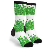 St. Patrick's Day Four-Leaf Clover Men & Women Casual Cool Cute Crazy Funny Athletic Sport Colorful Fancy Novelty Graphic Crew Tube Socks