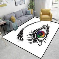 Bigdatastore Eye Plants Door Mats Outside Funny, Eyeball of a Female in Many Colors Looking Elsewhere with Digital Sketch Art Style, Fashionable High Class Living Bedroom Rugs(2.5'x 9')