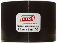 Sissel kinesiology Tape 5m x 5cm -Black -for applicationn in therapy and sports - skin friendly-water resistant - corrects motion sequence (Black)
