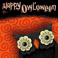 Set of 2,Cocktail Size Napkin, 5"x5", Pack of 20, Happy Owl'oween