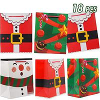 Lulu Home Santa Gift Bags, 18 PCS Christmas Gift Bags with Rope Handle, Holiday Medium Gift Bags for Party Favors