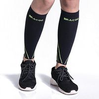 Bracoo Compression Shin Splints Leg Sleeves - Men, Women, Cycling, Running, Basketball, Strength Training, Nursing, Maternity and Various Sporting Activities, LE70, Yellow Accent, Medium