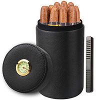 Scotte Leather & Cedar Wood Cigar Canister Portable Cigar humidor case for 12-16 Cigar