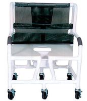 MJM International 130-5-DDA-NC Bariatric Shower Chair with Full Support Commode Opening Seat, No Commode Pail with Drop Arms, 700 oz Capacity, 45" Height x 34" Width x 29" Depth, Royal Blue/Forest Green/Mauve