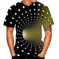 Men T Shirt Black Casual Novelty Short Sleeve Graphic Tops Tees Round Neck 3D Print Vortex Hypnosis Funny Summer Tops