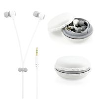 Amberetech Cute 3.5mm in Ear Earphones Earbuds Headset with Macaron Earphone Organizer Box Case for iPhone,for Samsung,for Mp3 iPod Pc Music (White)