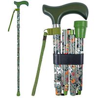 D.S.CARE Foldable Cane,5-Level HeightAdjustable lightweight,aluminium balloon flower walking stick,Comfortable T Handles,adjusts from 33 to 37 inch,Portable Walking Cane,606 Printing Flowers Green
