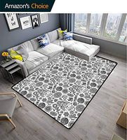 Bigdatastore Gingham Area Rug Sets, Abstract Monochrome East Culture Elements with Paisley Floral Pattern, Durable Carpet Area Rug - Living Dinning Room Bedroom Rugs and Carpets(4'x 6')