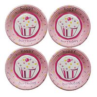 Hohaski 7-Inch Happy Birthday Round Theme Party Cake Plates Dessert Papper Plates - Happy Birthday