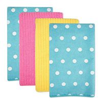 DII Microfiber Multi-Purpose Cleaning Towels Perfect for Kitchens, Dishes, Car, Dusting, Drying Rags, 16 x 19, Set of 4 - Blueberry Dots