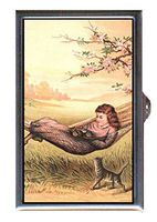 Victorian Pretty Girl Cat Kitten Sweet Scrap Decorative Pill Box