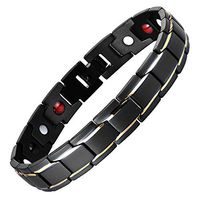 Vyaaa black with18k plated Men Bracelet Magnetic Bracelet Pain Relief for Arthritis Link Remove Tool 8.5 inch Gold Black