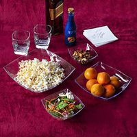 Majestic Settings Disposable Clear Fancy Square Plastic Serving Bowls for Parties | 8 Pack |Fancy Square Disposable Serving Bowls | Party Snack Bowls | Salad Serving Bowls 8 pk CLEAR, X-SMALL 8 OZ