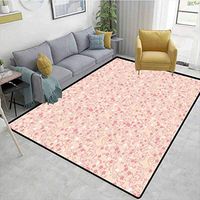 Bigdatastore Cherry Blossom Animals Girls Rooms Nursery Decor Mats, Vintage Natural Illustration with Swirled Leaves Abstract Flora, Easy Maintenance Area Rug Living Room Bedroom Carpet(2.5'x 7')