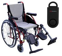 Karman S-Ergo 115 Ultra Lightweight Ergonomic Wheelchair | Seat Size 16" X 17" | Upgraded to Elevating Legrests | Fixed Wheels in Red & Free 130 dB Black Safety Alarm!!