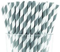 Pack of 150 Gray Swirls Biodegradable 4-Ply Paper Drinking Straws (Compostable, Non-toxic, BPA-free)