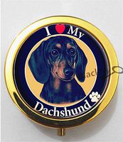 BlackKey Animal Dog Dachshund Puppy Wiener Dog 3-Compartment Decorative Pocket Gift Box Case Organizer for Pill, Color 2 -258