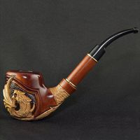 7.36'' 'Dragon'. Long carved wooden smoking pipe with cooling & for 9mm filter. Best smoking pipes. WORLDWIDE shipping.