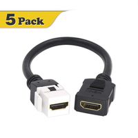 VCE 5 Pack HDMI Keystone Jack Adapter HDMI Female to Female Pigtail Extension Cable Coupler Jack-6 Inch