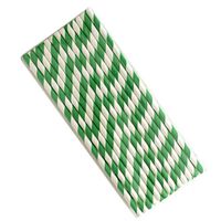 LAAT 25Pcs Paper Straws Stripe Drinking Paper Straws Pack Biodegradable Straws Party Home Decoration for Birthday, Wedding,Halloween, Christmas, Celebration Parties (Green Stripe)