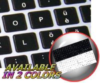 MAC SWISS MULTILINGUAL KEYBOARD STICKERS BLACK BACKGROUND FOR DESKTOP, LAPTOP AND NOTEBOOK