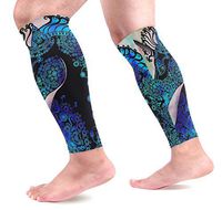 LEVEIS Unicorn Head Calf Compression Sleeves 1 Pair, Leg Performance Support for Shin Splint Calf Pain Relief Men & Women Guards Sleeves for Running Cycling
