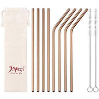 JOYECO Stainless Steel Straws Metal Reusable for 20oz Tumblers Rumblers Drinking Beverage Set of 8, Rose Copper