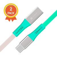 USB Type C Cable, 2-Pack USB A 2.0 to USB-C Fast Charger Cloth Braided USB C Cable (3 Ft) Compatible with Samsung Galaxy Note 9 S9 Note 8 S8 S8+, LG V30 V20 G6 G5, Google Pixel 2/2 XL, Mint Green