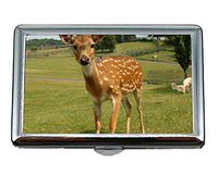 Cigarette Case & Stash Box,Fawn Deer sika Deer Credit Card ID Case/Holder/Cards Case