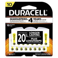 Duracell DA10B16ZM10 Button Cell Hearing Aid Battery, 10, 16/Pk