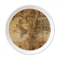 World Map Veins Pattern Background Dessert Plate Decorative Porcelain 8 inch Dinner Home