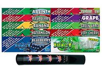 Herb Airtight Tube Pocket Protector with Juicy Jay's Variety 1.25 Flavored Hemp Rolling Papers 10 Count DC Crafts Nation- Flag Leaf