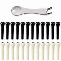 Non-square 24 PCS Plastic Acoustic Guitar Bridge Pins Pegs with Bridge Pin Puller Remover, Ivory & Black. (Ivory & Black) (Ivory & Black)