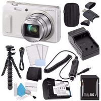 Panasonic Lumix DMC-ZS45 16 MP Wi-Fi Digital Camera (White) + DMW-BCM13 Battery + External Charger + 32GB SDHC Card Saver Bundle 1 - International Version (No Warranty)