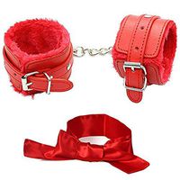 LYD Soft Fur Leather Adjustable Handcuffs and Sleeping Eye Mask VHGFTY25