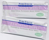 PureTouch Feminine Wipes 24 Individual Flushable Moist Wipes/ 6 boxes 144 Single-Use-Packets