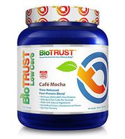 BioTrust Low Carb Natural and Delicious Protein Powder Whey and Casein Blend from Grass-Fed Hormone Free Cows, Non GMO, Soy Free, Gluten Free, Hormone and Antibiotic Free, Cafe Mocha (14 Servings)