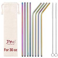JOYECO 8 Pcs Reusable Metal Straws Stainless Steel Drinking with Case, 10.5 inches Extra Long for 20oz 30oz Tumblers, Rainbow Multi-Colored