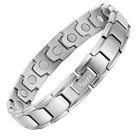 EBUTY Mens Magnetic Therapy Bracelet Titanium Silver