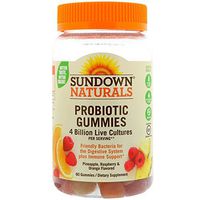 Sundown Naturals Probiotic Gummies Pineapple, Raspberry & Orange Flavored - 60 ct, Pack of 2