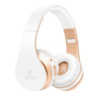 LQUIDE Bluetooth Headphones 4.0 Wireless Foldable Over Ear Headphones Hi-Fi Stereo Wireless And Wired Headset With A 3.5Mm Audio Cable Hands-Free Calling For Cellphone/PC/ TV,White&Gold